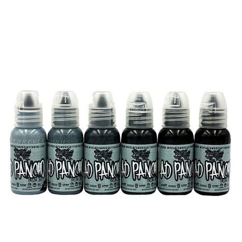 Set World Famous Tattoo Ink A.D. Pancho Pastel Grey 6 Potes de 1oz - Imagen 9